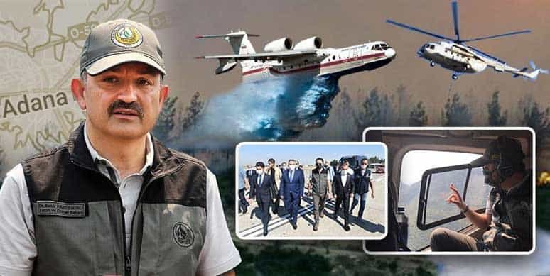 ADANA'NIN KOZAN İLÇESİNDE DEVAM EDEN YANGINA 2 UÇAK VE 19 HELİKOPTERLE MÜDAHALEMİZ SÜRÜYOR
